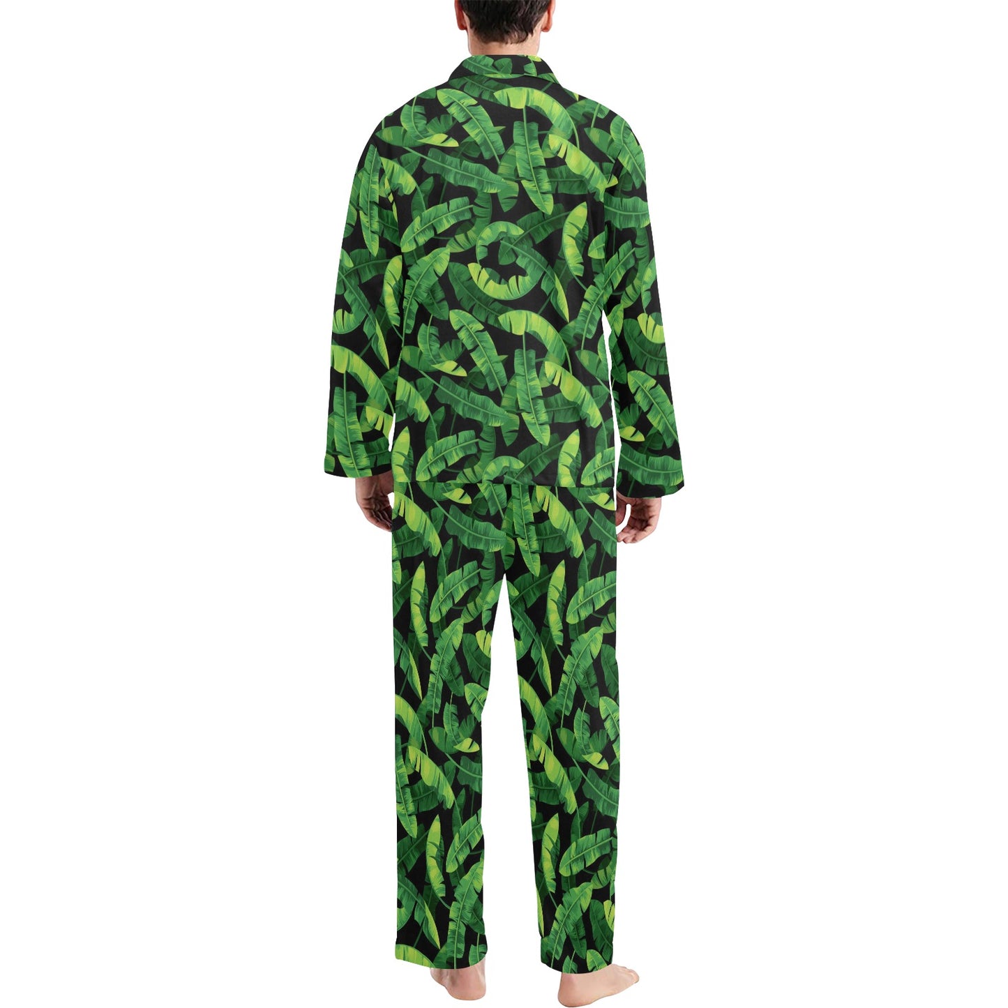 Banana Leaf Pattern Print Design 02 Men's Long Pajama Set
