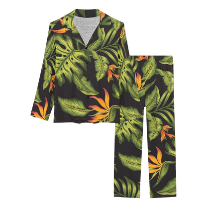 Bird Of Paradise Pattern Print Design BOP013 Women's Long Pajama Set