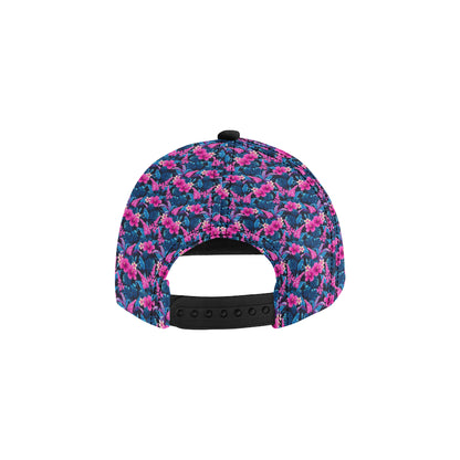 Tropical Folower Pink Themed Print Snapback Cap