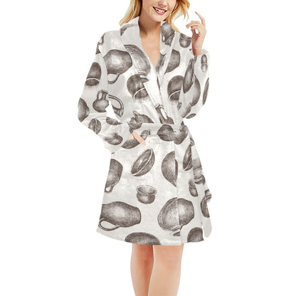 Pottery Pattern Print Design A01 Women's Fleece Robe