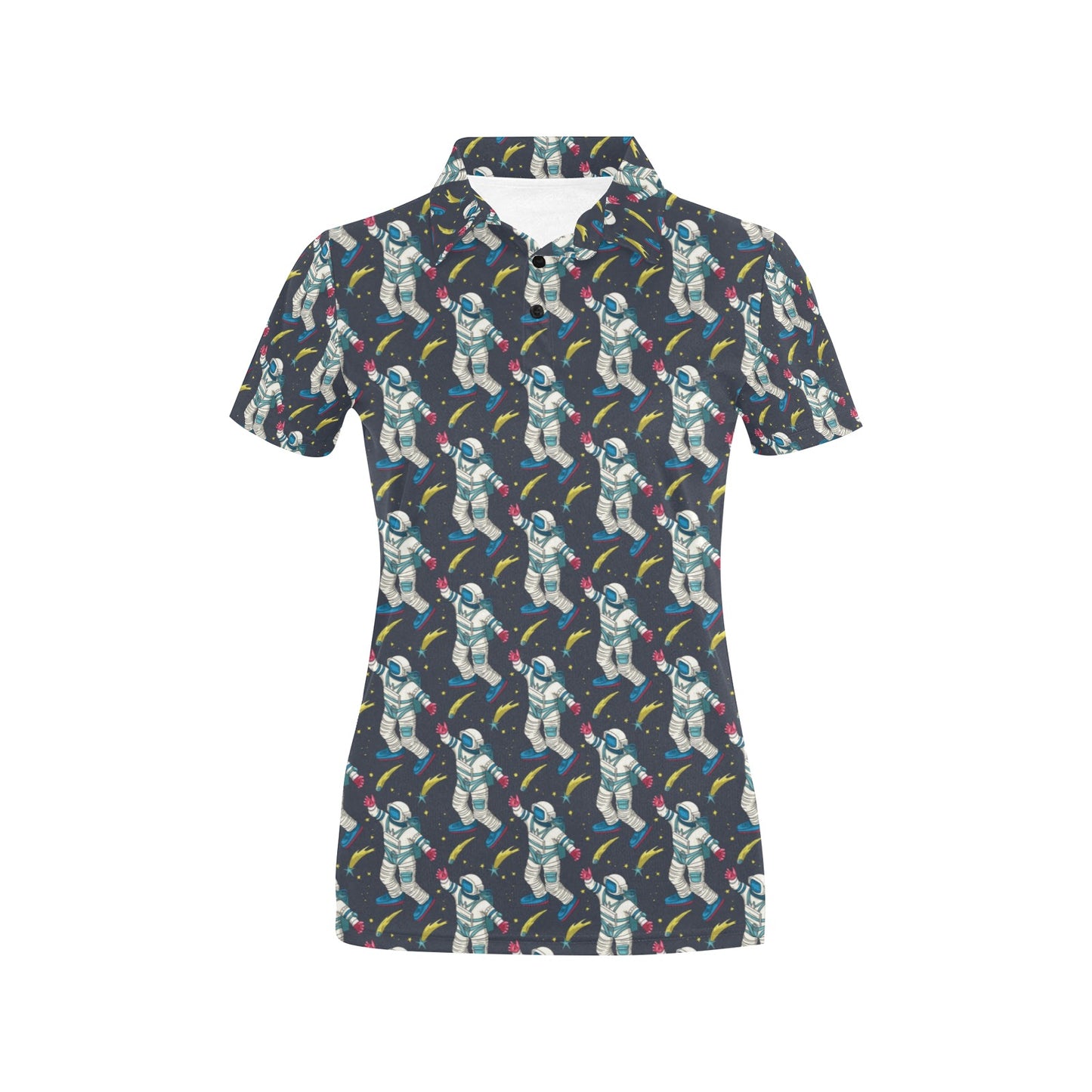 Astronaut Pattern Print Design 04 Women's Polo Shirt
