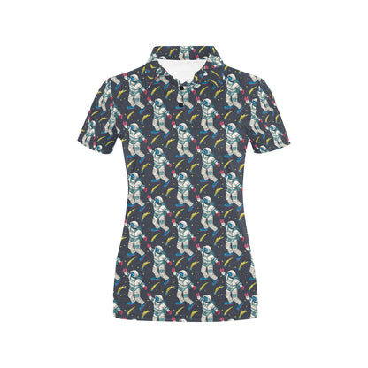 Astronaut Pattern Print Design 04 Women's Polo Shirt