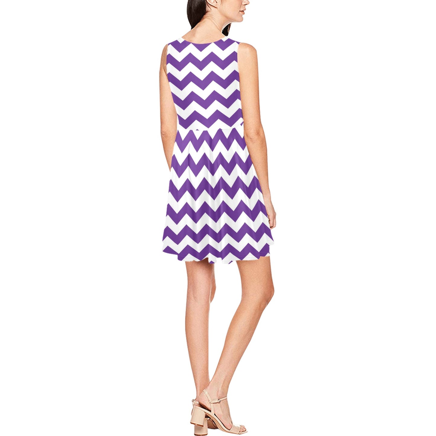 Chevron Purple Pattern Print Design 03 Sleeveless Dress
