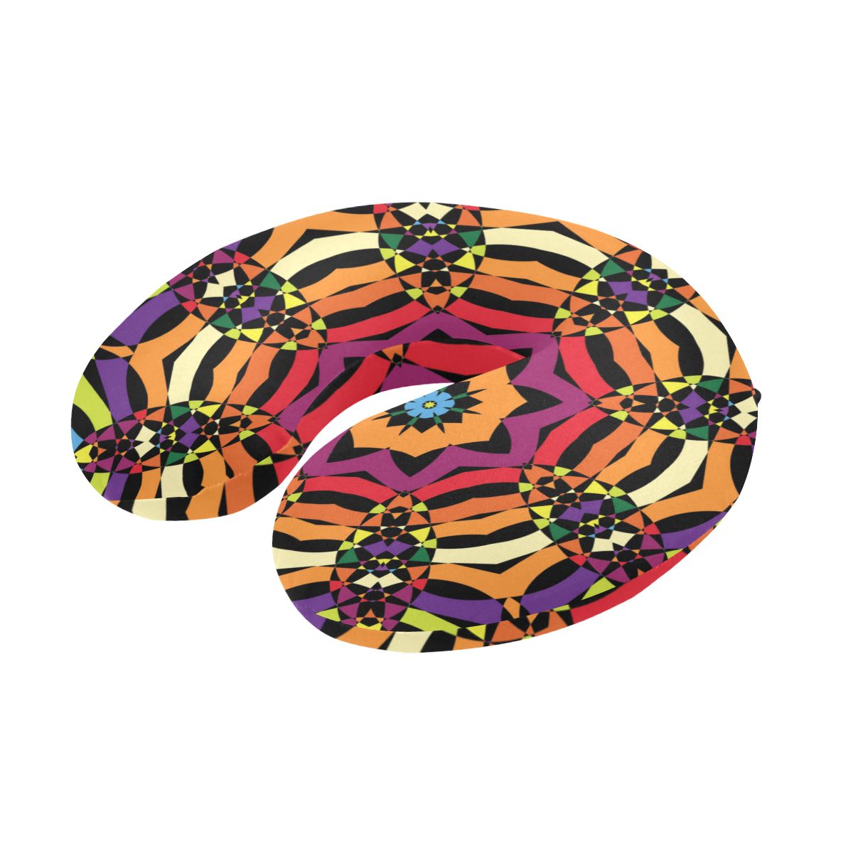 Kaleidoscope Pattern Print Design 01 U-Shaped Travel Neck Pillow