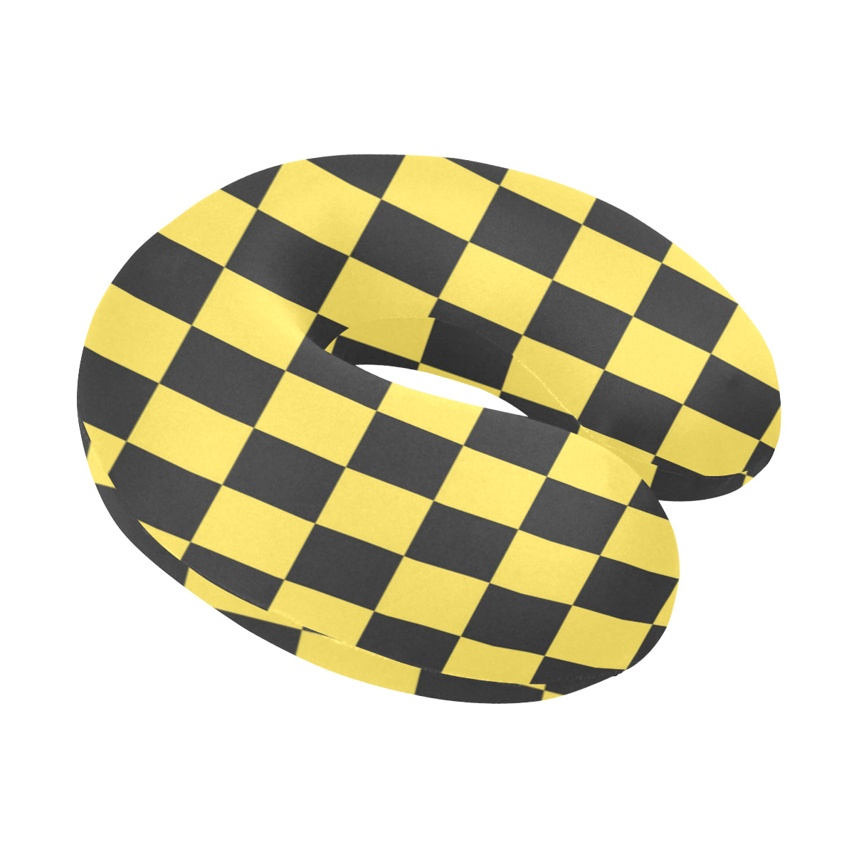 Checkered Yellow Pattern Print Design 03 U-Shaped Travel Neck Pillow