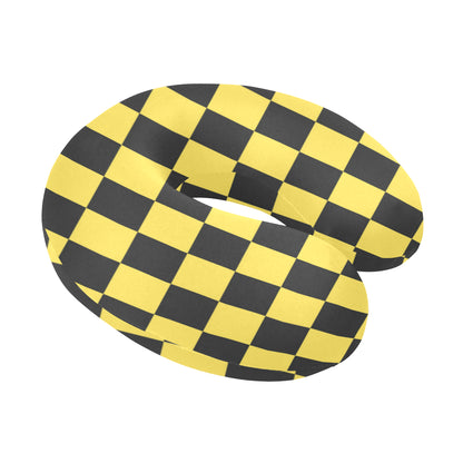 Checkered Yellow Pattern Print Design 03 U-Shaped Travel Neck Pillow