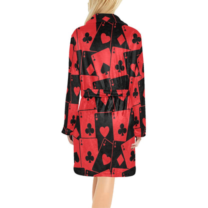 Poker Cards Pattern Print Design A01 Women's Fleece Robe
