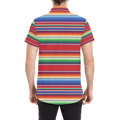 Serape Print Design LKS304 Men Short Sleeve Button Up Shirt