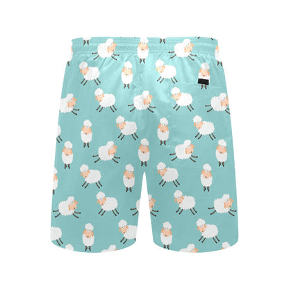 Sheep Print Design LKS406 Men's Swim Trunks Beach Shorts