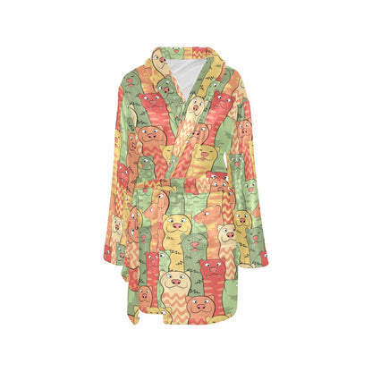 Ferret Pattern Print Design 01 Women's Fleece Robe