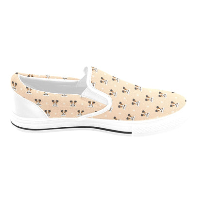 Russell Terriers Print Design LKS3011 White Slip Ons Canvas Women's Shoes