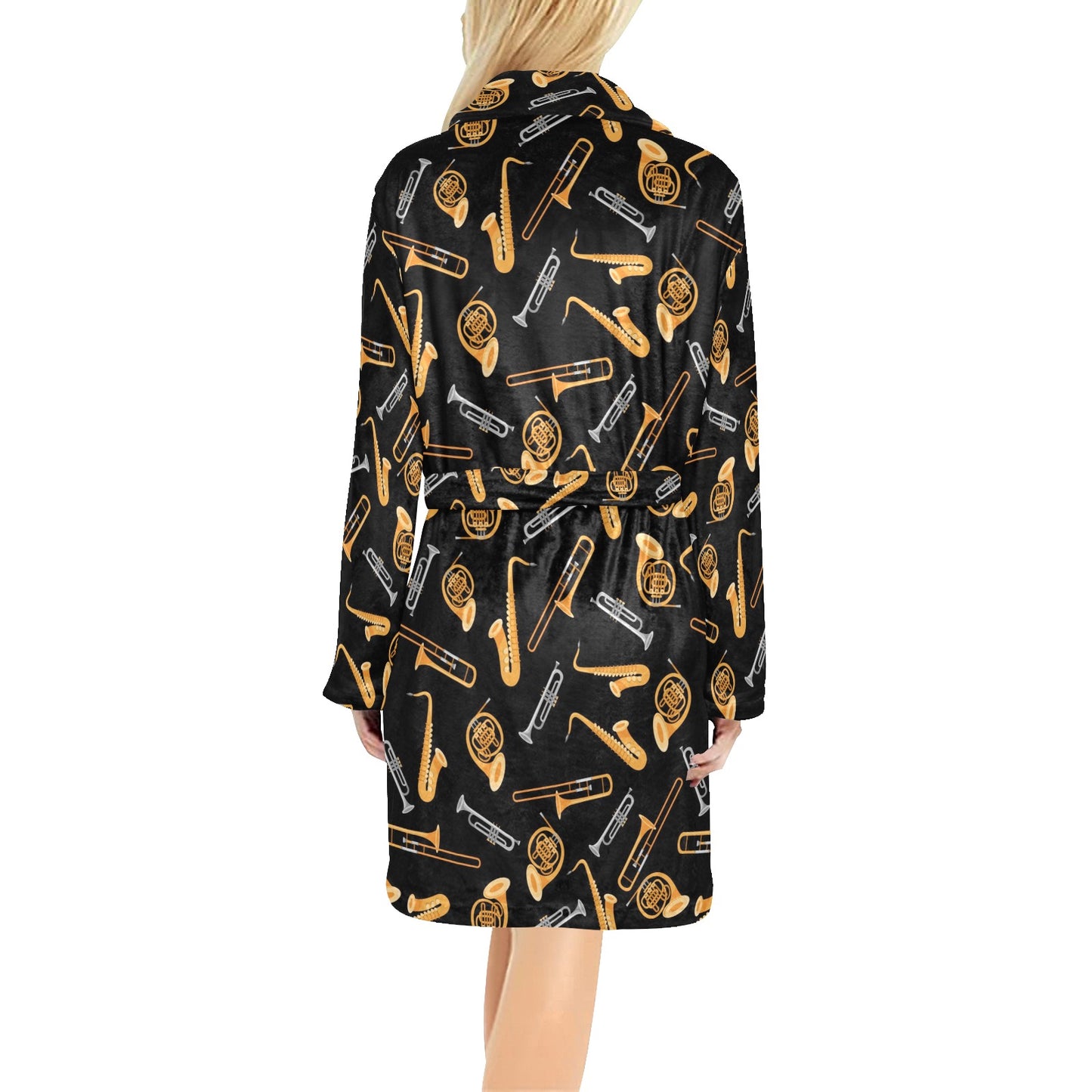 Saxophone Print Design LKS403 Women's Fleece Robe