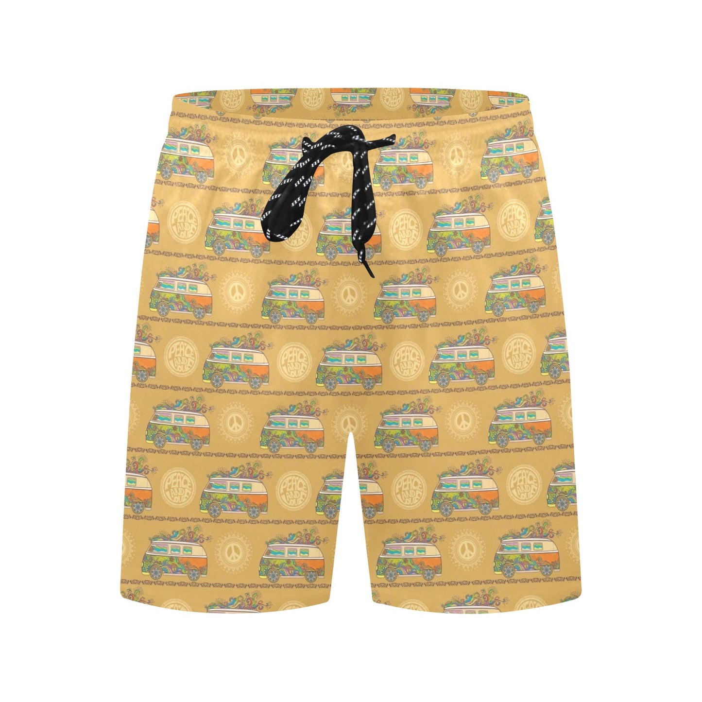 Hippie Van Print Design LKS304 Men's Swim Trunks Beach Shorts