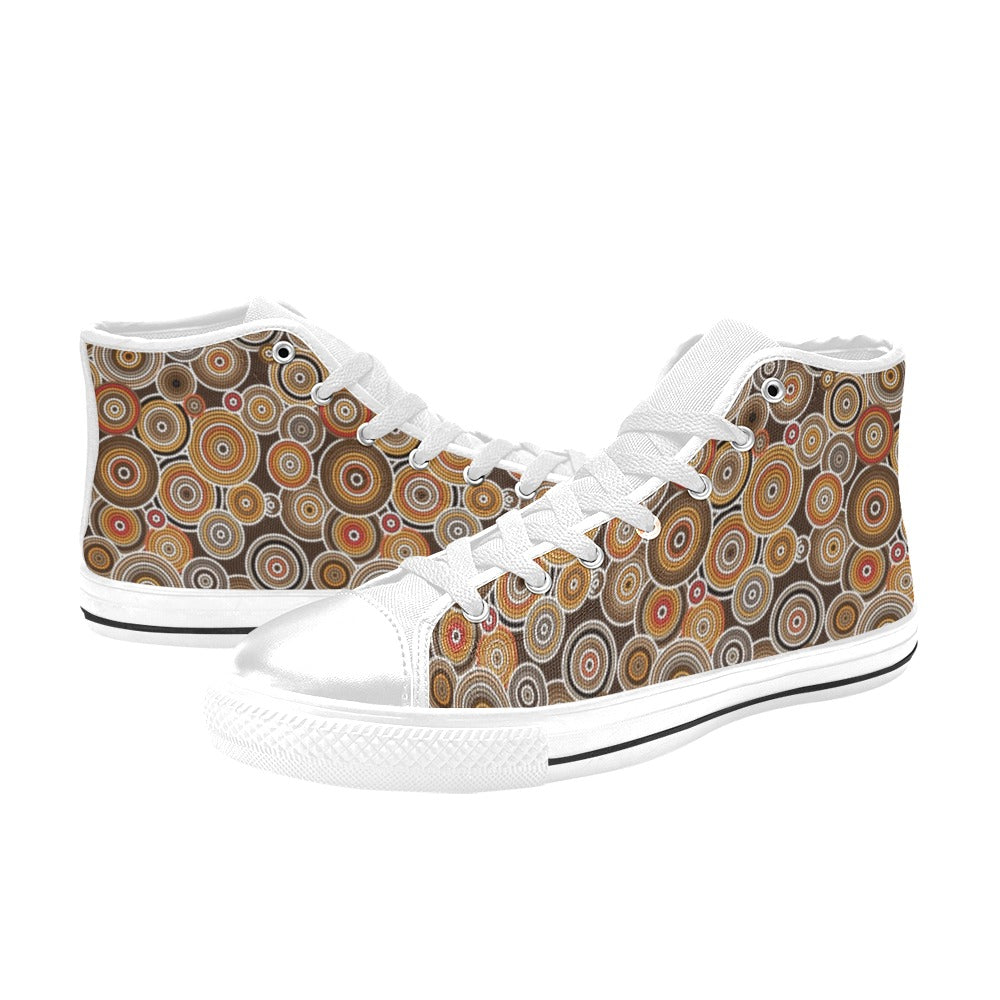 Aboriginal Print Design LKS402 Men's High Top Canvas Shoes