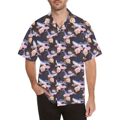 Blue Whale Print Design LKS401 Men's Men's Hawaiian Shirt