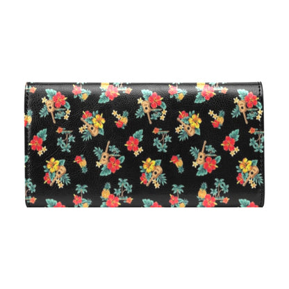 Hawaiian Flower Themed Print Women's Trifold Wallet