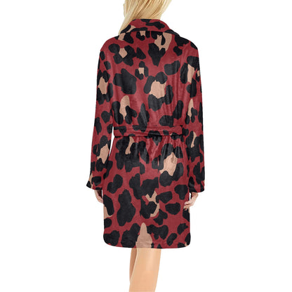 Cheetah Red Print Pattern Women's Fleece Robe