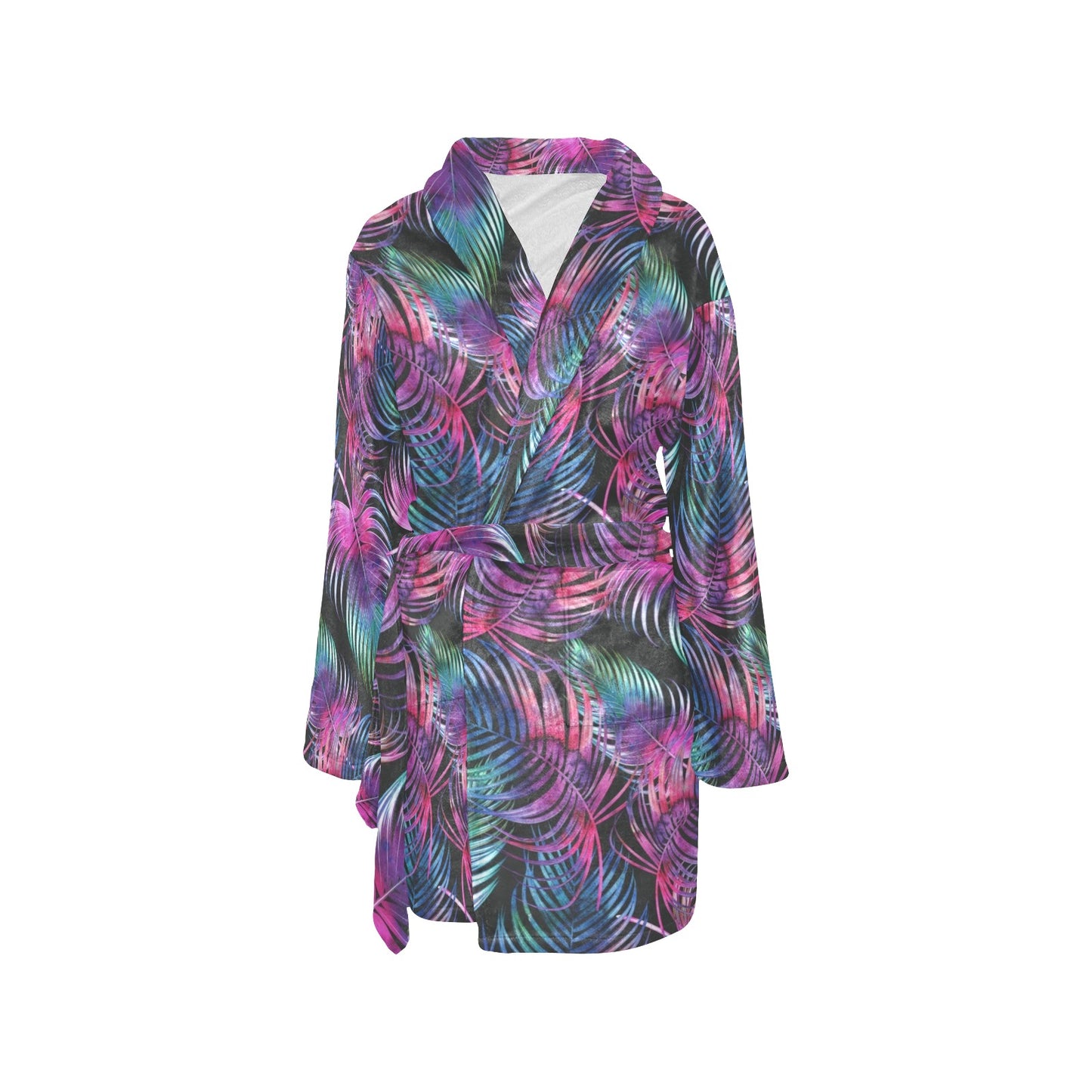Palm Leaves Pattern Print Design PL010 Women's Fleece Robe