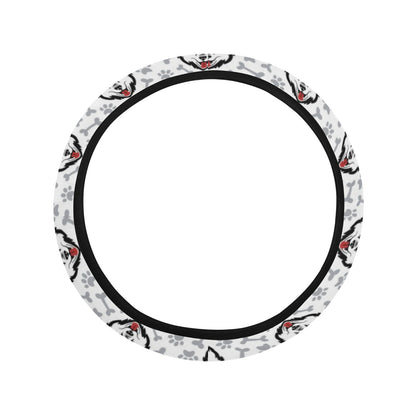 Siberian Huskies Print Design LKS305 Steering Wheel Cover with Elastic Edge