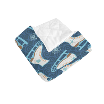Ice Skate Pattern Print Design 01 Premium Quilt