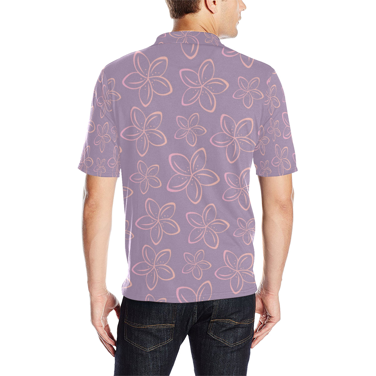 Plumeria Pattern Print Design A01 Men Polo Shirt