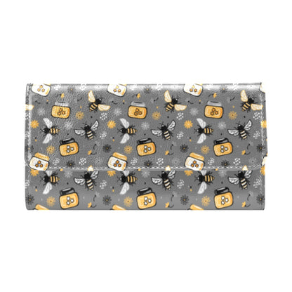 Honey Bee Print Design LKS301 Women's Trifold Wallet