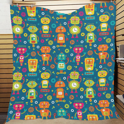 Robot Pattern Print Design A04 Premium Quilt