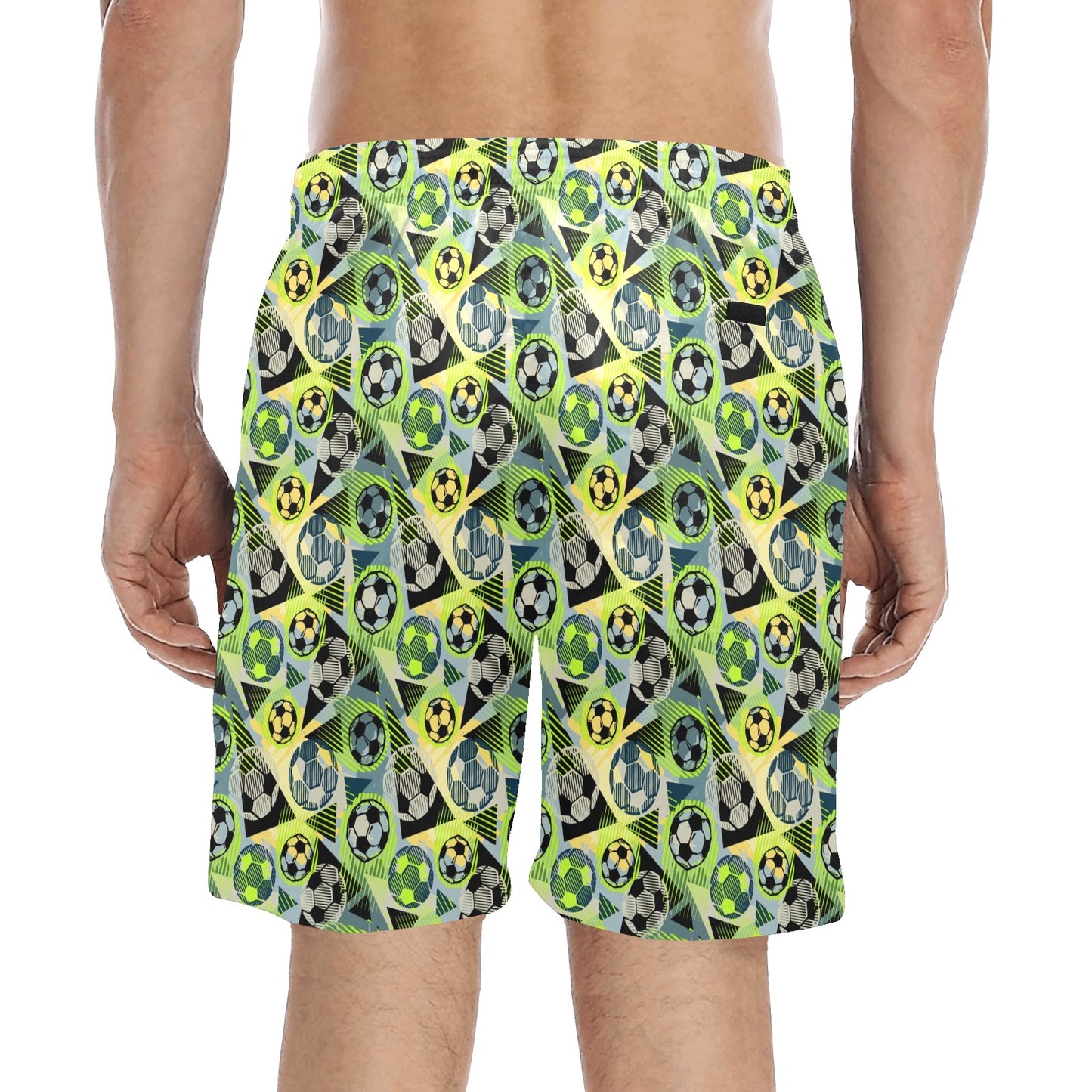 Soccer Ball Themed Print Pattern Men's Swim Trunks Beach Shorts