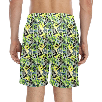 Soccer Ball Themed Print Pattern Men's Swim Trunks Beach Shorts