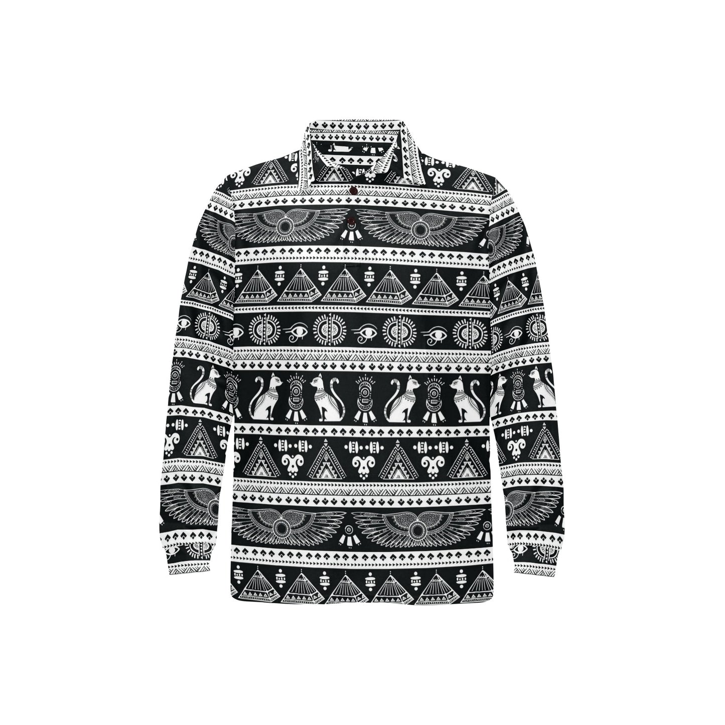 Tribal Pattern Print Design LKS305 Long Sleeve Polo Shirt For Men's