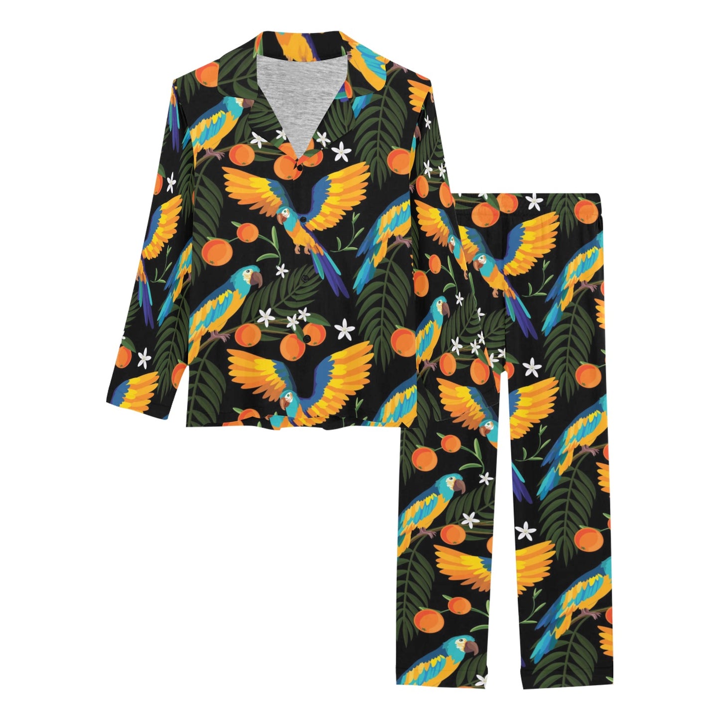 Macaw Pattern Print Design 03 Women's Long Pajama Set