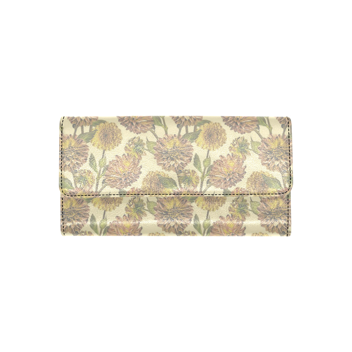 Dahlia Pattern Print Design DH09 Women's Trifold Wallet
