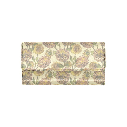 Dahlia Pattern Print Design DH09 Women's Trifold Wallet