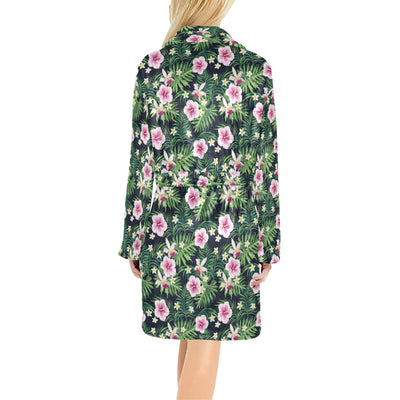 Hibiscus Tropical Print Design LKS309 Women's Fleece Robe