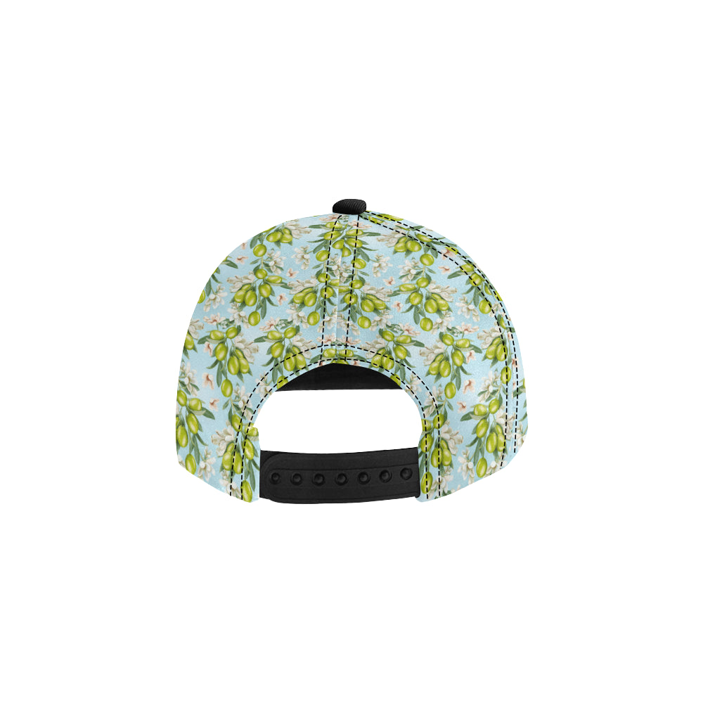 Elegant Olive Floral Print Snapback Cap