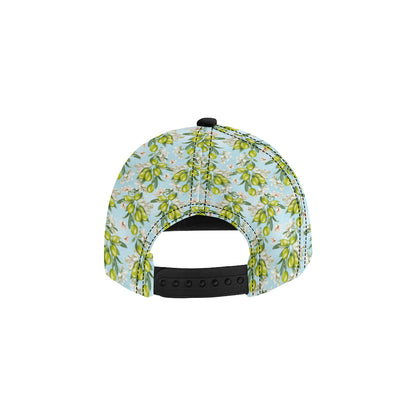 Elegant Olive Floral Print Snapback Cap