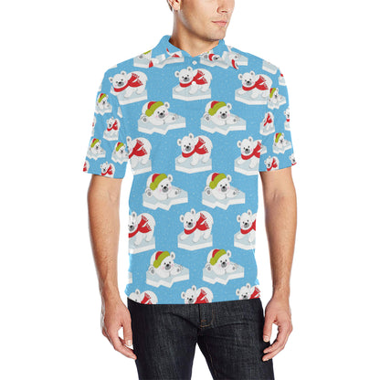 Polar Bear Pattern Print Design PB06 Men Polo Shirt