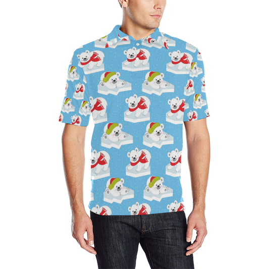 Polar Bear Pattern Print Design PB06 Men Polo Shirt