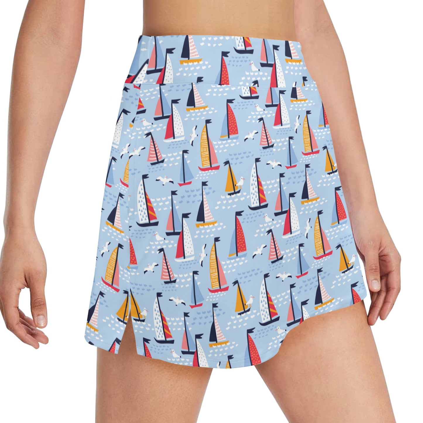 Sailboat Print Design LKS304 17" Golf & Pickleball Skort with Pockets