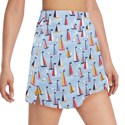 Sailboat Print Design LKS304 17" Golf & Pickleball Skort with Pockets