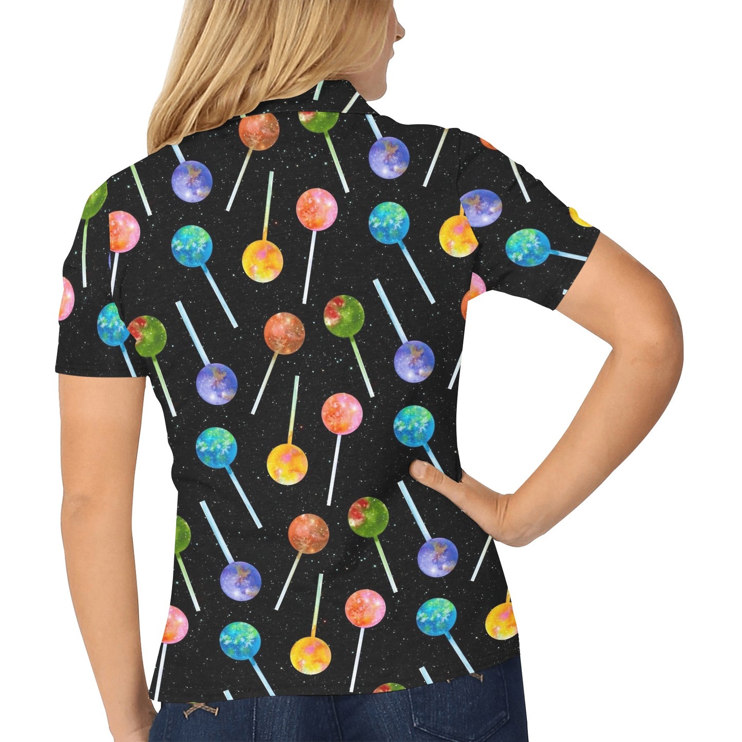 Lollipop Pattern Print Design LL04 Women's Polo Shirt