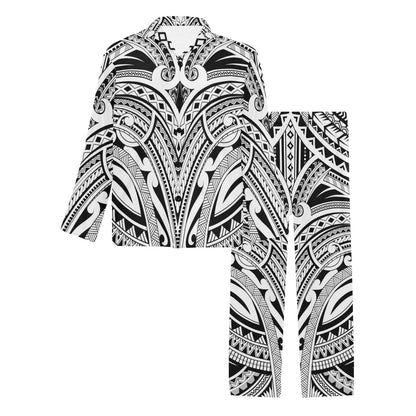 Maori Pattern Print Design 06 Men's Long Pajama Set