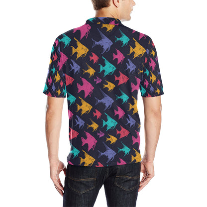 Angelfish Colorful Pattern Print Design 03 Men Polo Shirt