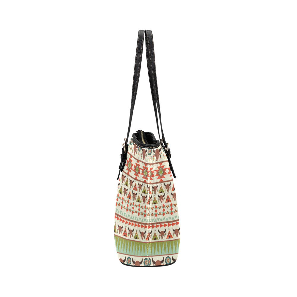 American indian Ethnic Pattern Leather Tote Bag