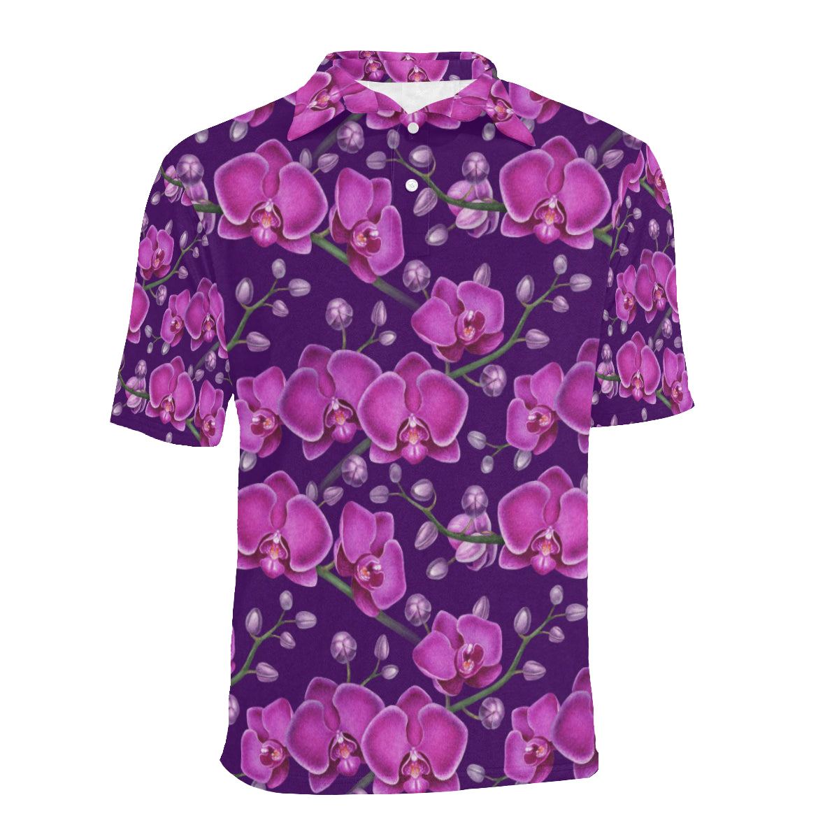 Orchid Pattern Print Design A03 Men Polo Shirt