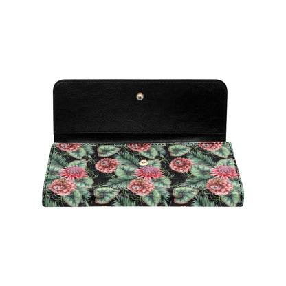 Dahlia Pattern Print Design DH06 Women's Trifold Wallet