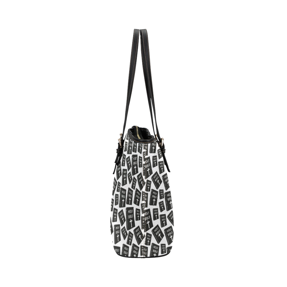 Christian Holy Bible Book Pattern Leather Tote Bag