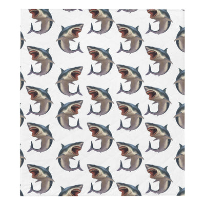 Great White Shark Pattern Print Design 03 Premium Quilt