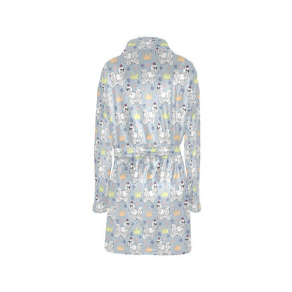 Maltese Pattern Print Design 04 Women's Fleece Robe