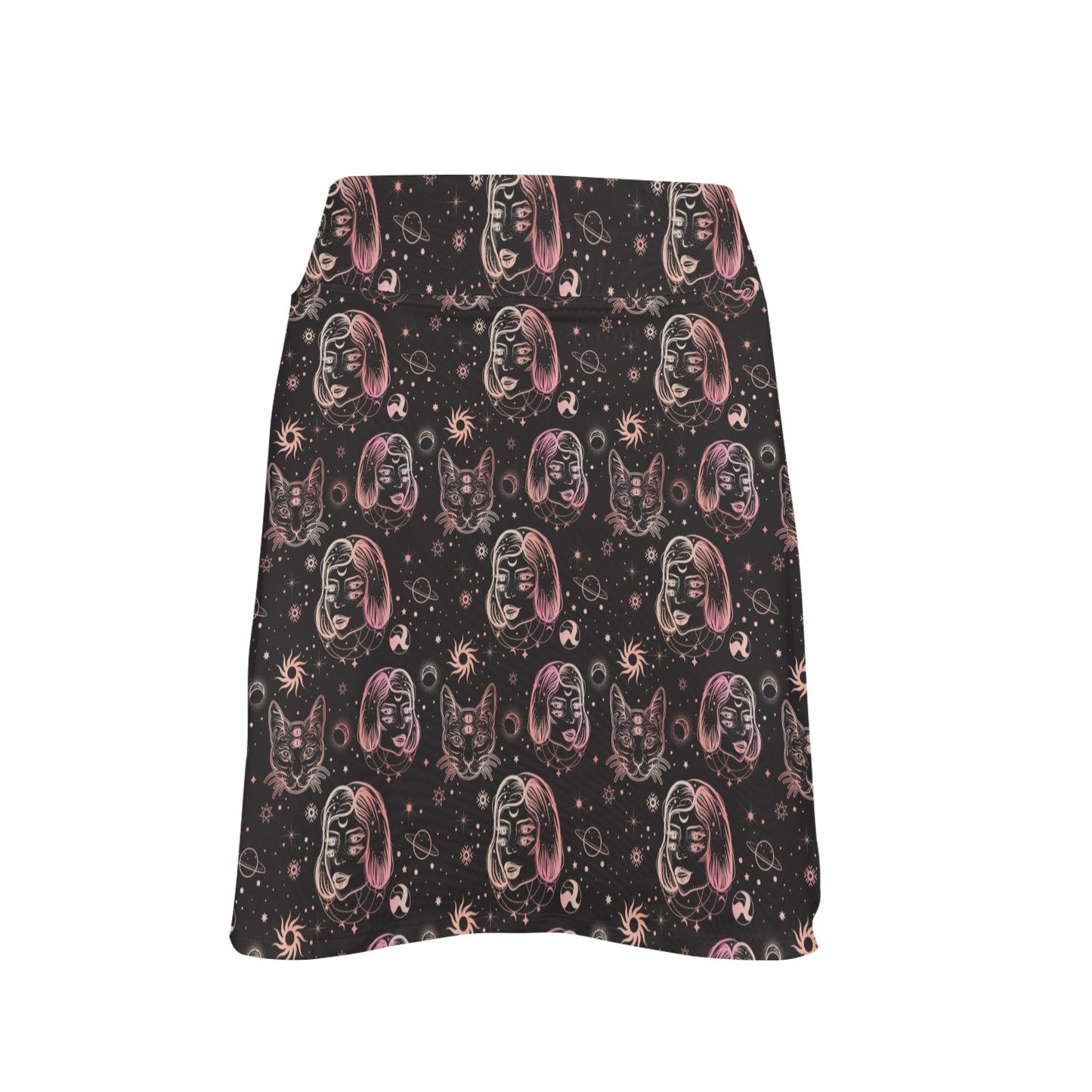 Third Eye Girl Cat Print Design LKS305 17" Golf & Pickleball Skort with Pockets